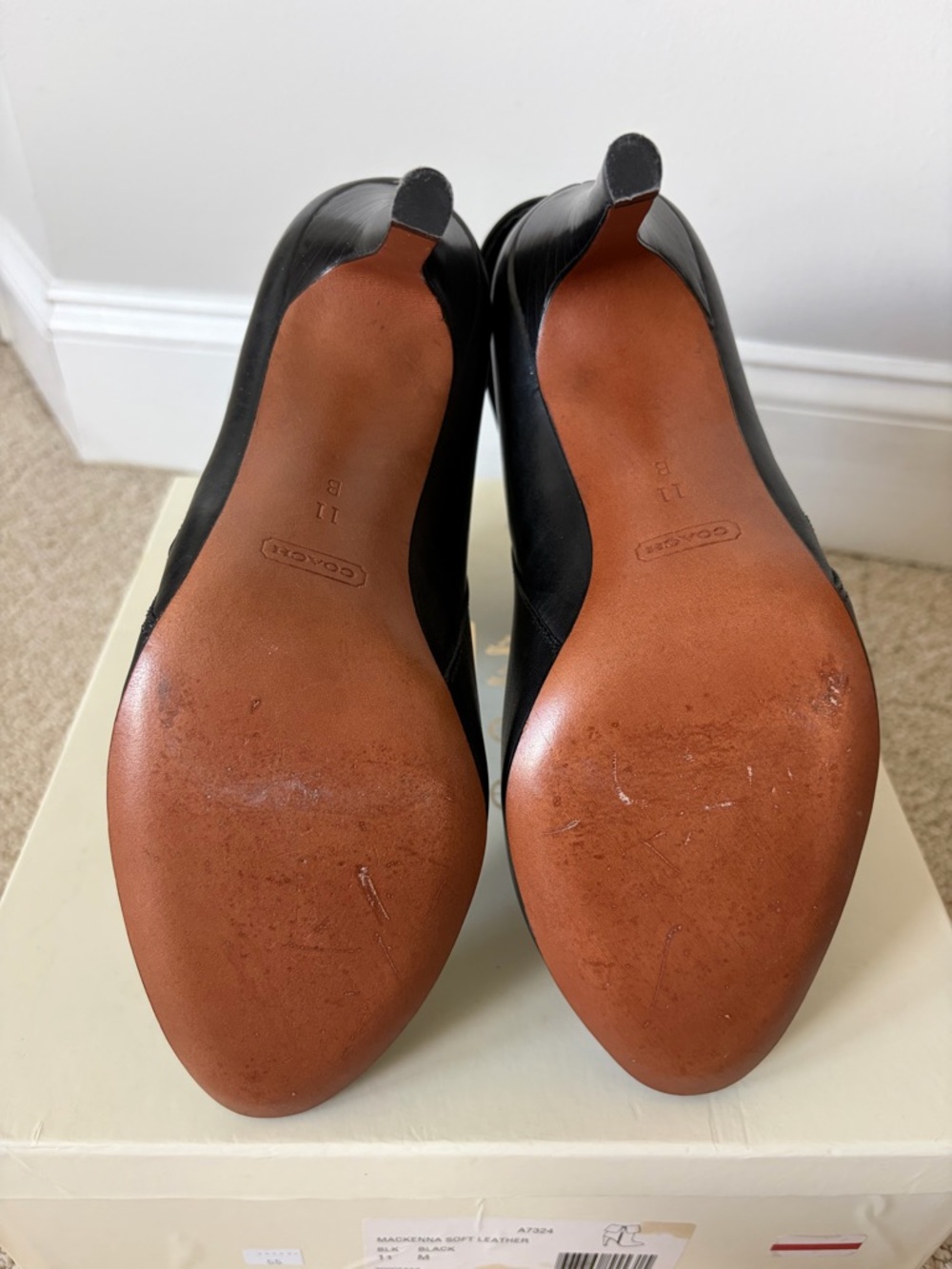 Coach Black Leather Fold-Over Cuff Ankle Booties - Picture 10 of 12